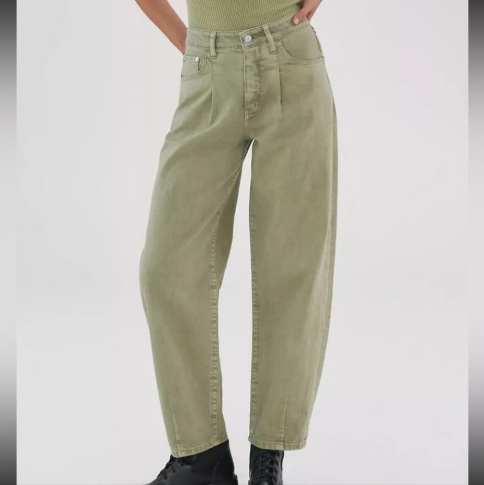 Pilcro Sage Green Barrel Straight Leg Jeans